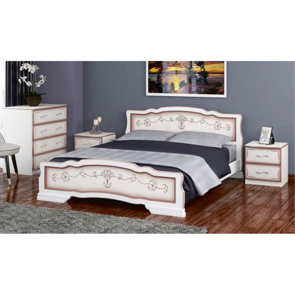 Кровать Карина 6 белый жемчуг Браво мебель